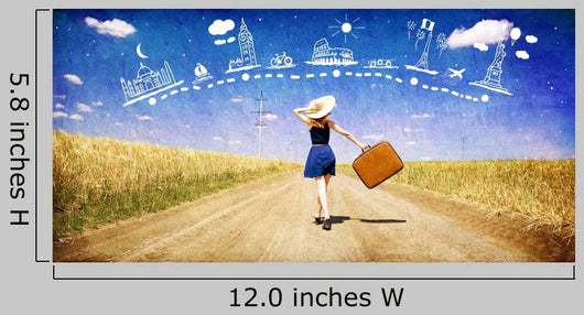 Lonely Girl with Suitcase Wall Decal