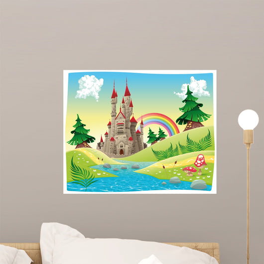 Panorama with Castle Cartoon Wall Decal