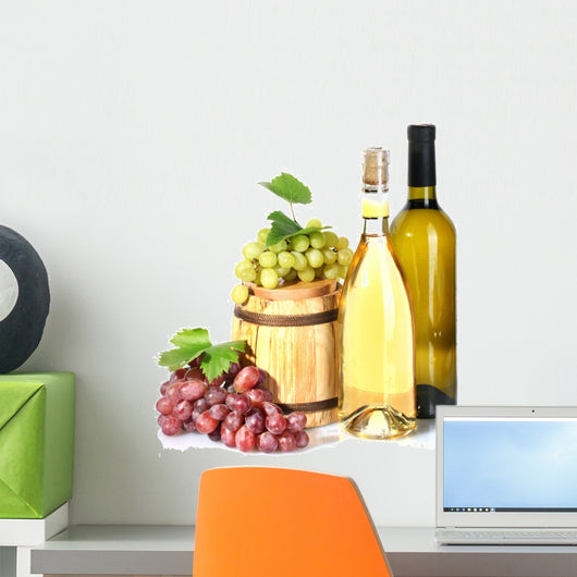 Barrel and Bottles Wine Wall Decal