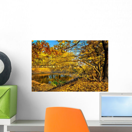 Small Lake Autumn Forest Wall Decal