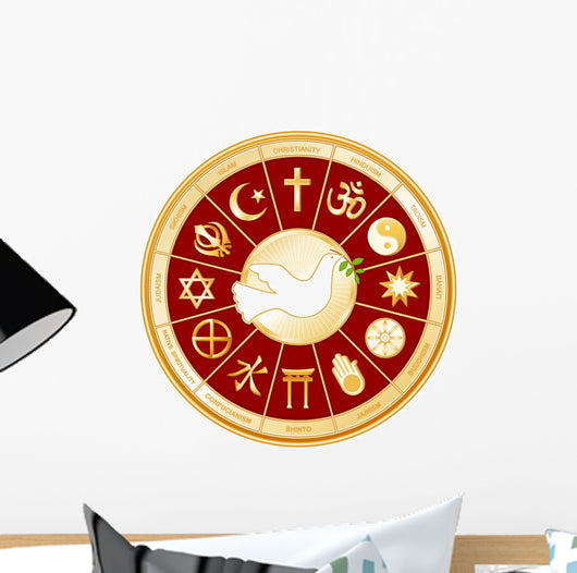 World Religions Dove Mandala Wall Decal
