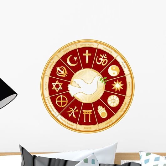 World Religions Dove Mandala Wall Decal