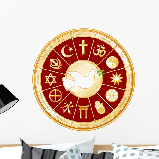World Religions Dove Mandala Wall Decal