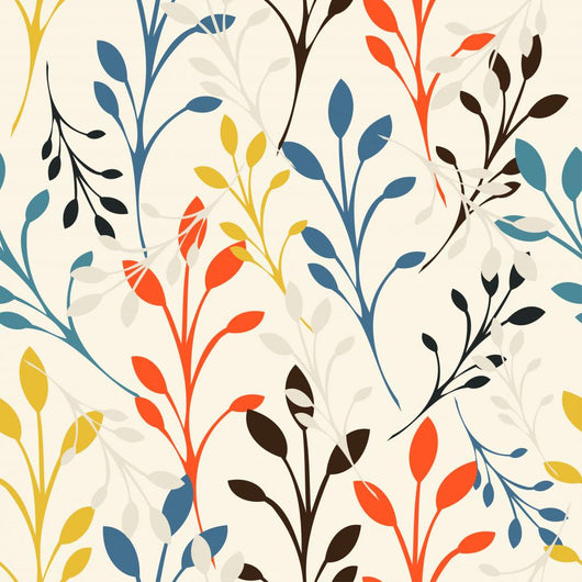 Seamless Colorful Floral Silhouette Pattern Wall Decal