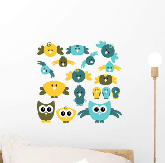 Set Cute Birds Wall Decal
