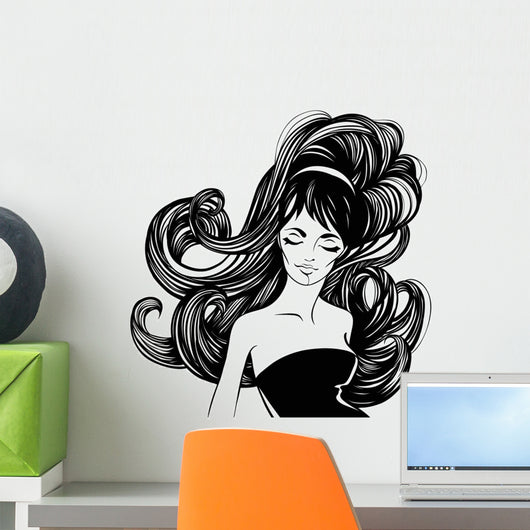 Fashion Beautiful Woman with Wall Decal