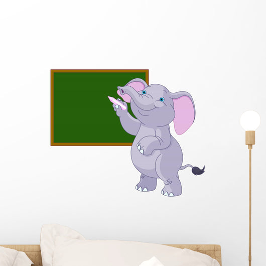Elephant Writing Blackboard Wall Decal