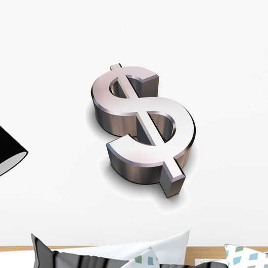 3D Chrome Dollar Symbol Wall Decal