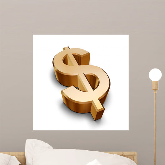 3D Golden Dollar Symbol Wall Decal