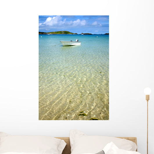 White Boat Floating Clear Wall Decal