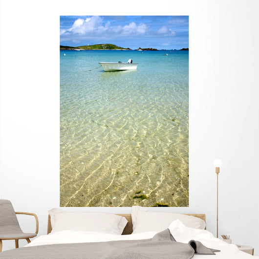 White Boat Floating Clear Wall Decal