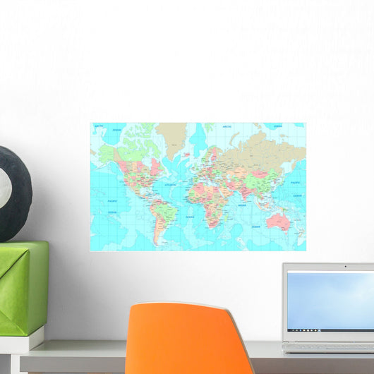Political World Map Wall Decal