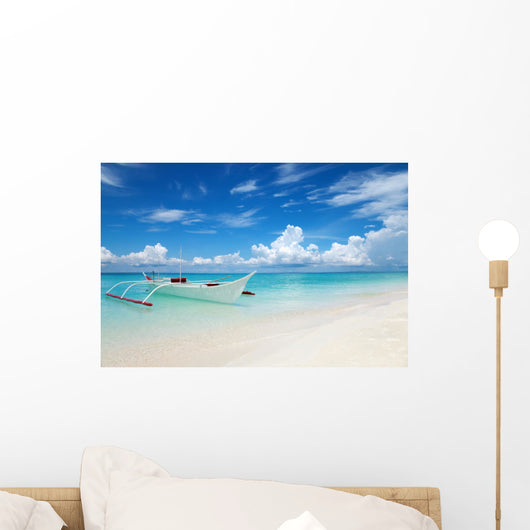 White Boat Tropical Beach