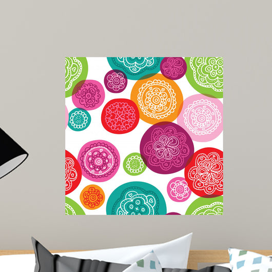 Seamless Flower Retro Pattern Wall Decal