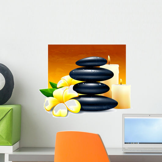 Spa vector illustration with zen stones and flowers. Wall Decal