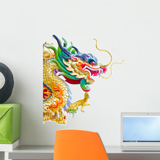Chinese Dragon Statue White Wall Decal