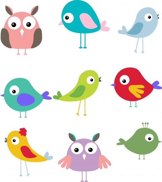 Set Different Cute Birds