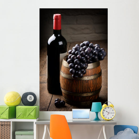 Bottle Red Wine Barrel