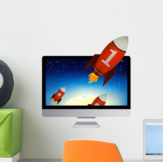 Computer with Red Rockets