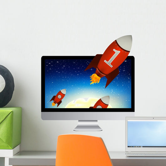 Computer with Red Rockets