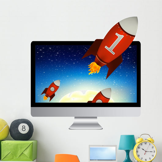 Computer with Red Rockets
