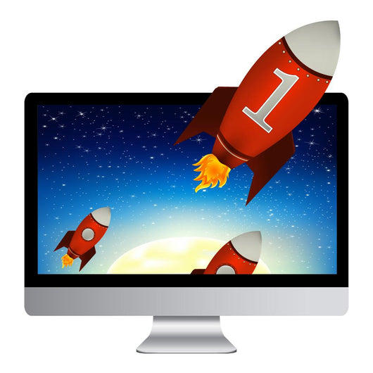 Computer with Red Rockets