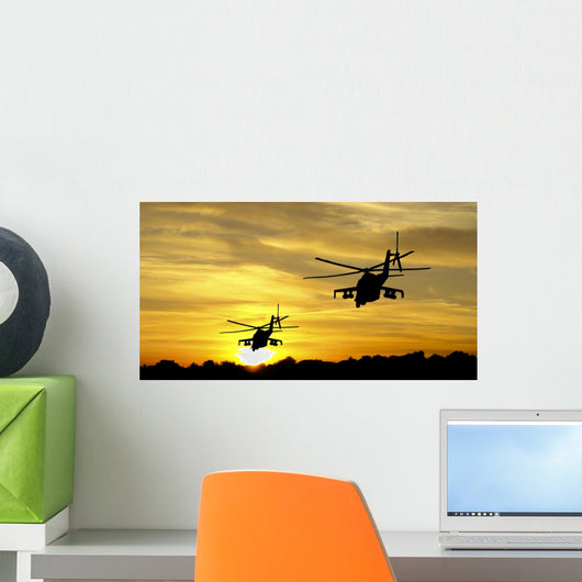 Helicopter Silhouettes Sunset