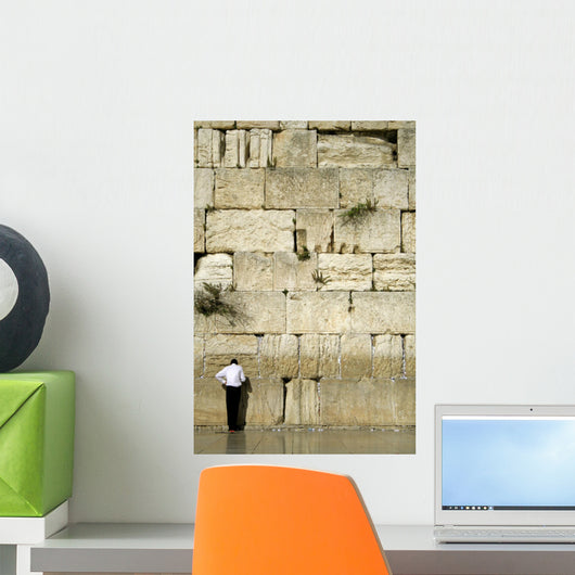 man praying next to the wailing wall, jerusalem,israel Wall Mural