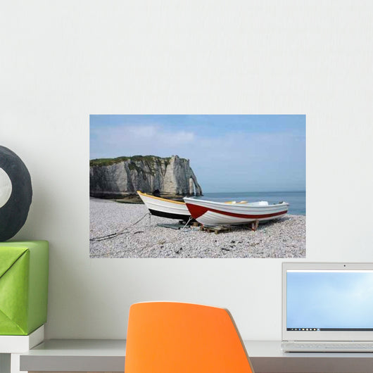 Fishing Boats Beach Etretat Wall Decal