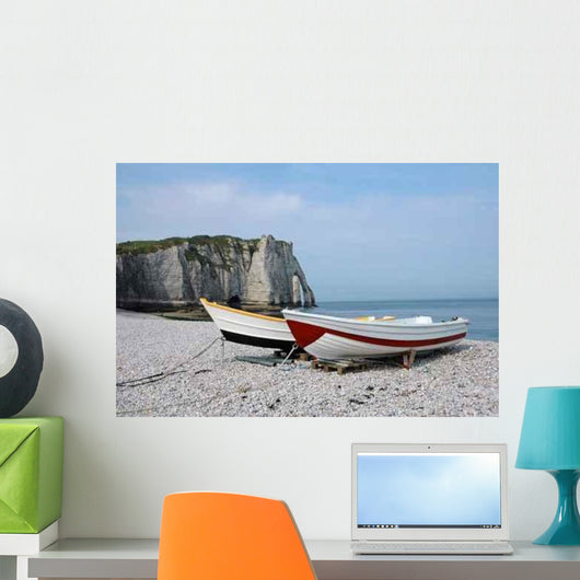 Fishing Boats Beach Etretat Wall Decal