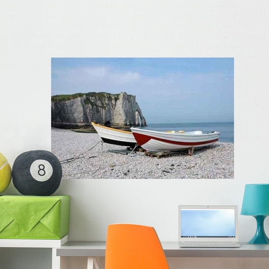 Fishing Boats Beach Etretat Wall Decal