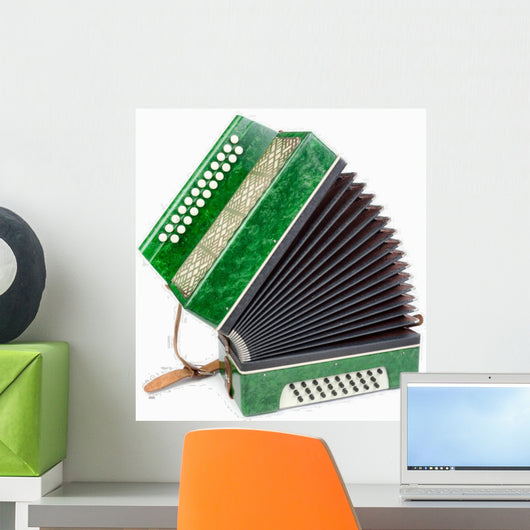 Green Accordion White Wall Decal