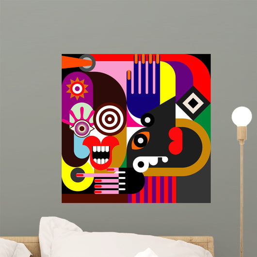 Two women abstract portrait Wall Mural