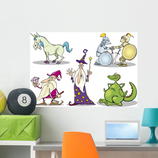 Cartoon Fantasy Characters Set Wall Decal
