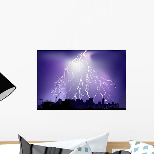 Light Lightning above City