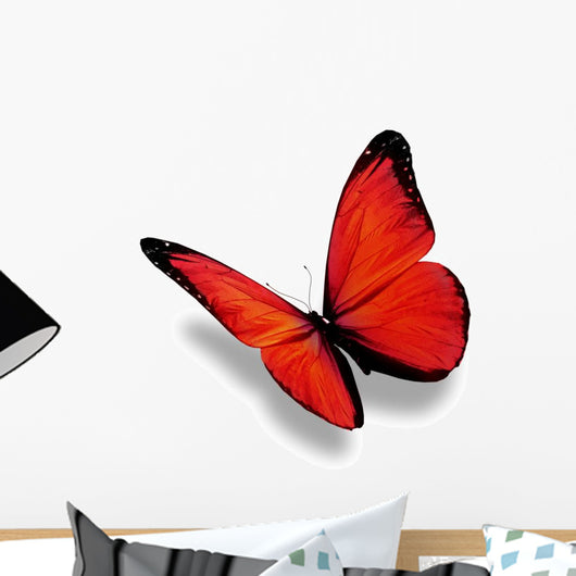 Red Butterfly White Wall Decal