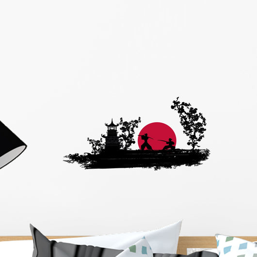 Japanese Samurai fighter silhouette Wall Decal