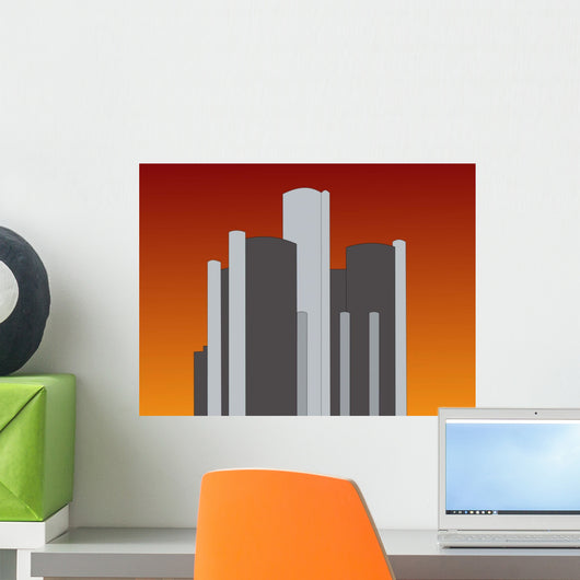 Renaissance center at sunset Wall Mural