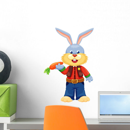 Rabbit Cartoon Vector White Wall Decal