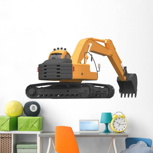 Excavator Illustration Wall Decal