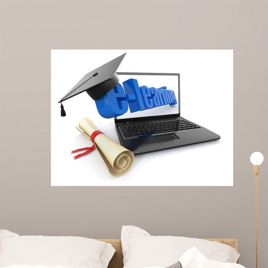 E-learning Laptop Diploma Wall Decal