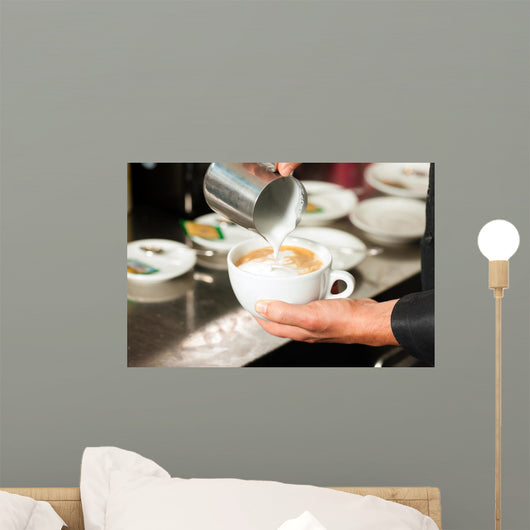 Barista Prepares Cappuccino His
