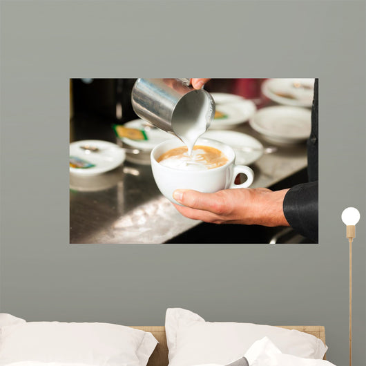 Barista Prepares Cappuccino His