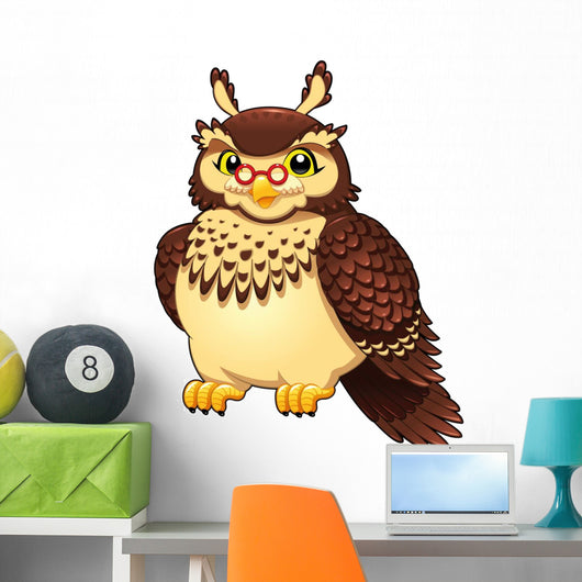 Funny owl. Cartoon and vector isolated character. Wall Decal