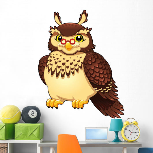 Funny owl. Cartoon and vector isolated character. Wall Decal