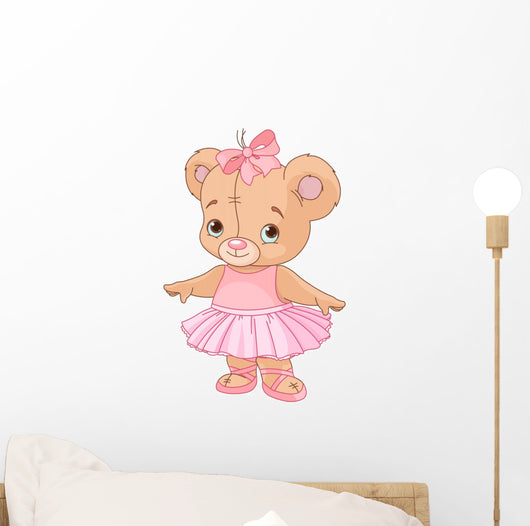 Cute Teddy Bear Ballerina Wall Decal