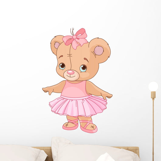 Cute Teddy Bear Ballerina Wall Decal