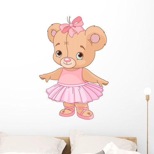 Cute Teddy Bear Ballerina Wall Decal
