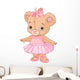 Cute Teddy Bear Ballerina Wall Decal