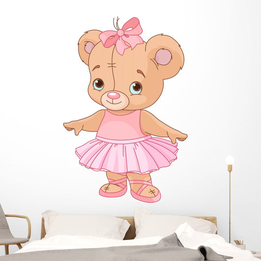 Cute Teddy Bear Ballerina Wall Decal